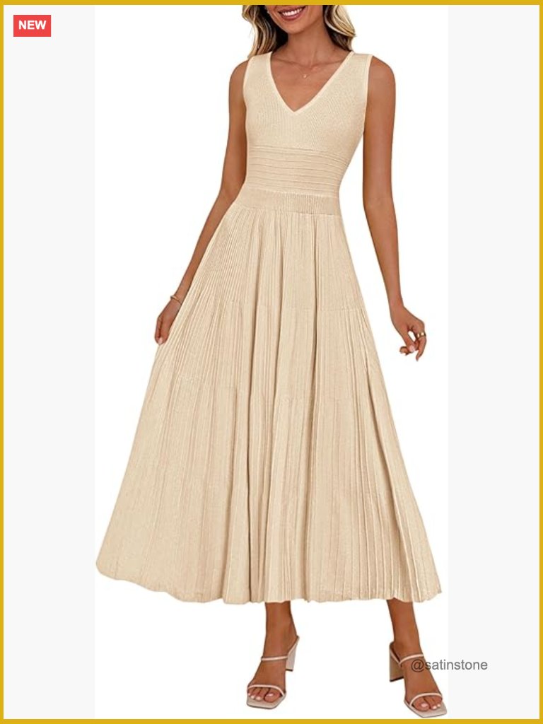 Sleeveless V Neck Pleated Midi Dress Cocktail Wedding Guest Work